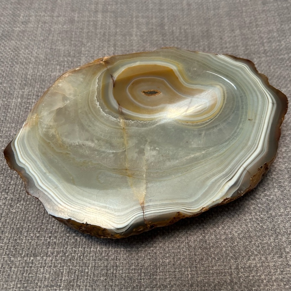 Sliced Polished Natural Agate Geode Trinket/Key/Soap Dish Paperweight #1101256